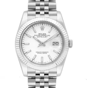 Datejust 36 116234 White Dial with Stick Markers