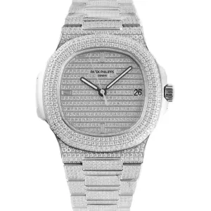 Nautilus Jumbo 5711 Diamond Dial in White Gold with Paved Diamonds