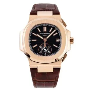 Nautilus Chronograph 5980/1R en or rose sur bracelet en cuir marron