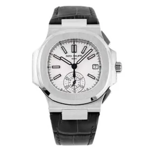 Nautilus 5980/1A-019 White Dial in Steel on Leather Strap