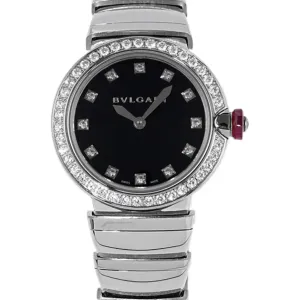 Lvcea Black Dial in Steel with Diamond Bezel