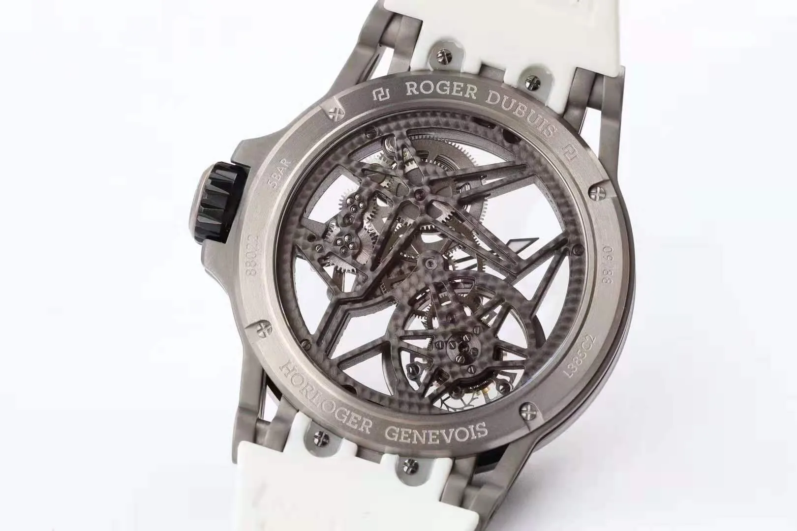 Excalibur Spider Skeleton Flying Tourbillon with White Rubber Strap - Image 3