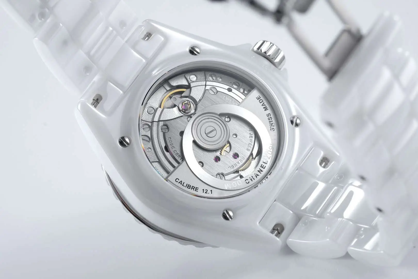 J12 ceramica bianca e acciaio con indici con diamanti Ref: H5705 - immagine 8