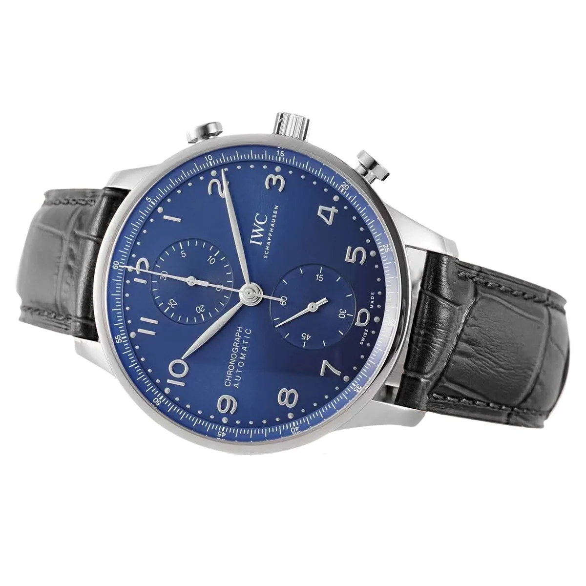 Portugieser Chronograph IW371606 quadrante blu in acciaio - immagine 2