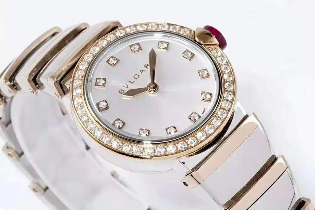 Lvcea cadran argenté en or rose/acier lunette diamants – Image 5