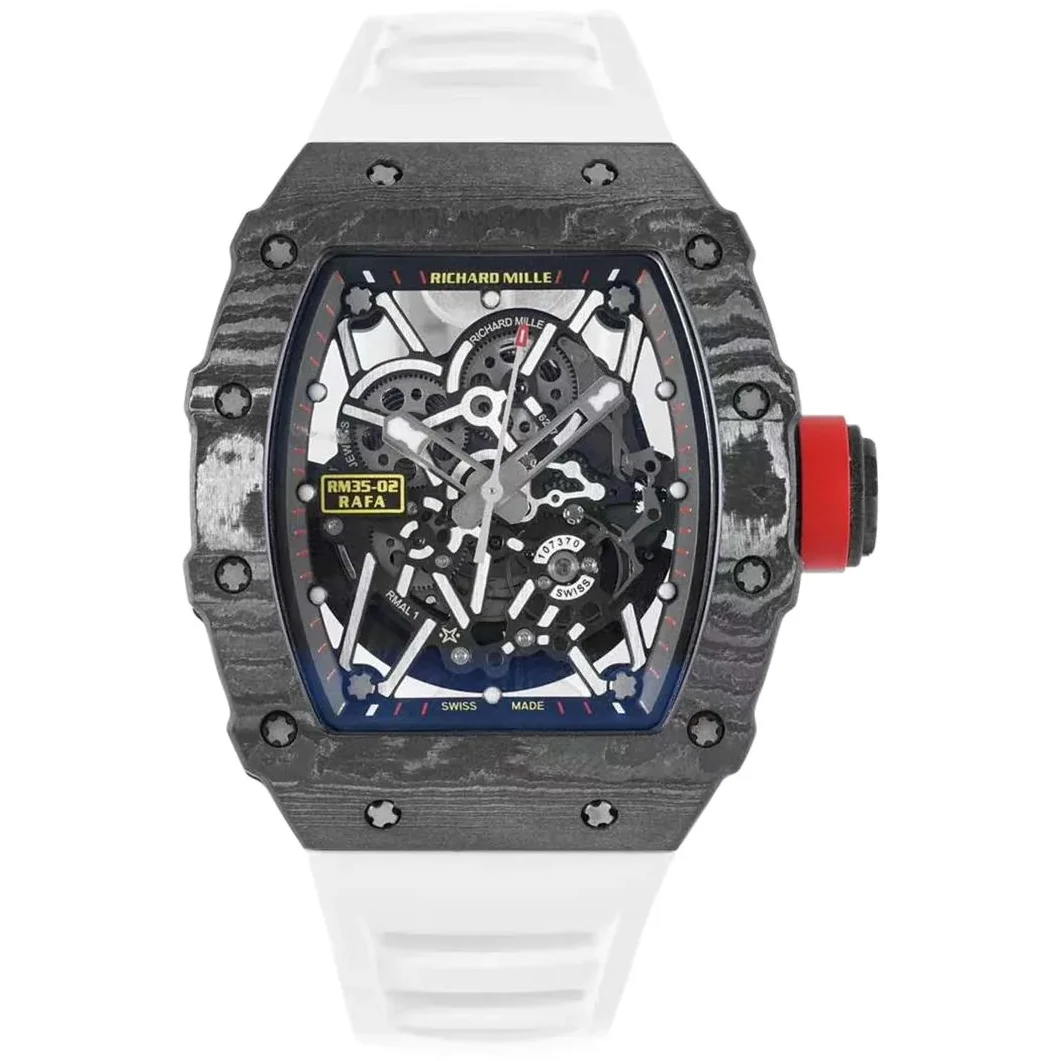 RM 035-02 Rafael Nadal NTPT Carbon on White Rubber Strap