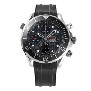 Seamaster Diver 300m cronografo quadrante nero su cinturino in gomma