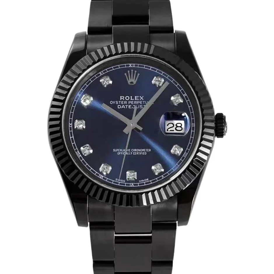 Datejust 41 Blue Dial with Diamond Markers in PVD Black