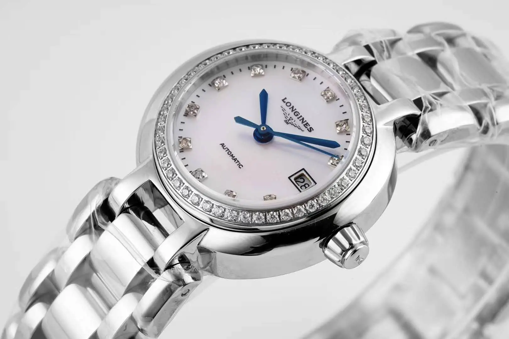 Primaluna esfera MOP blanca con índices de diamantes y bisel de diamantes - Imagen 5