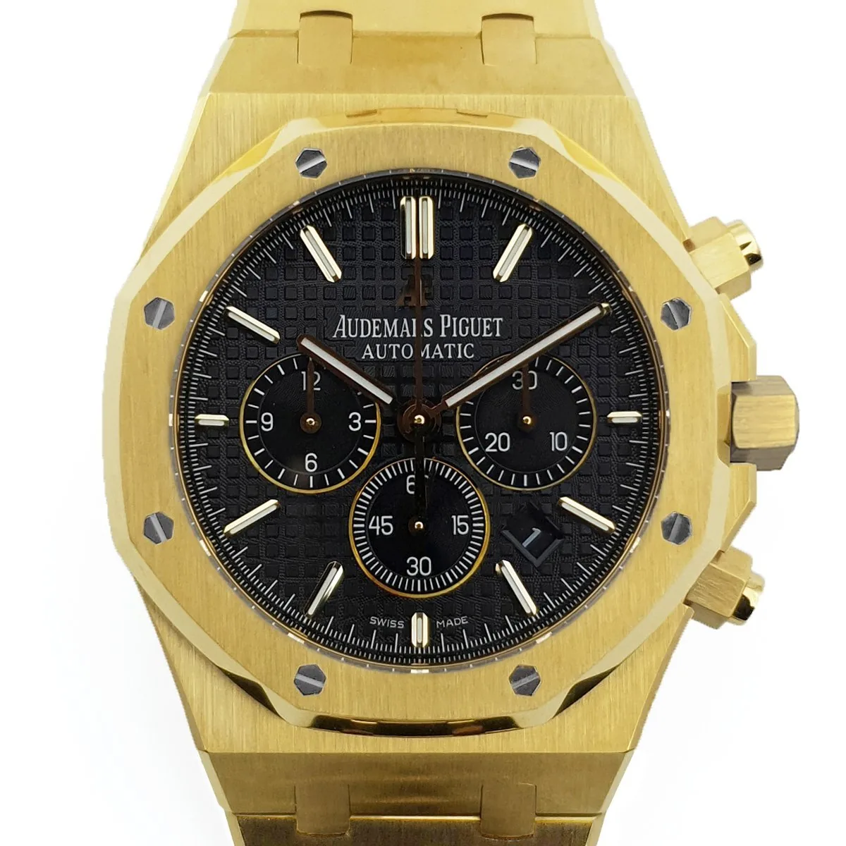 Royal Oak chronographe automatique cadran blanc en or jaune