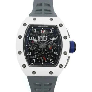 RM 011 Saint Tropez Polo Club White ATZ Ceramic and Titanium on Grey Rubber Strap