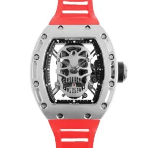 RM 052-01 Tourbillon Skull en titanio con correa de caucho roja