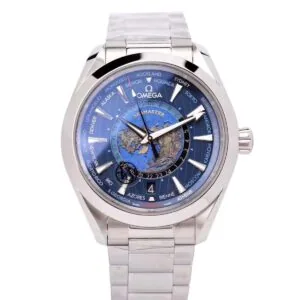 Seamaster Aqua Terra Worldtimer Master Chronometer blaues Zifferblatt am Armband