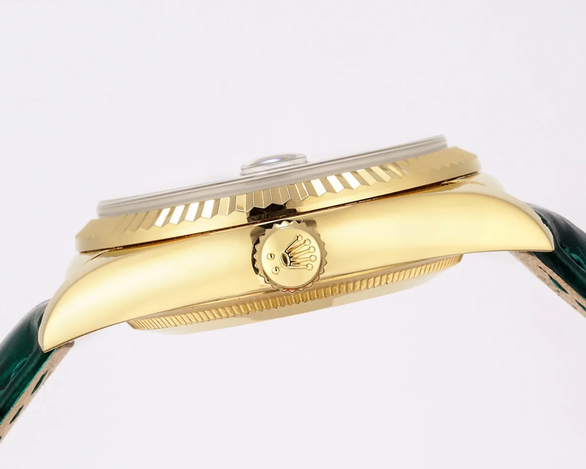 Day-Date 40 White Dial in Yellow Gold on Leather Strap - Image 4