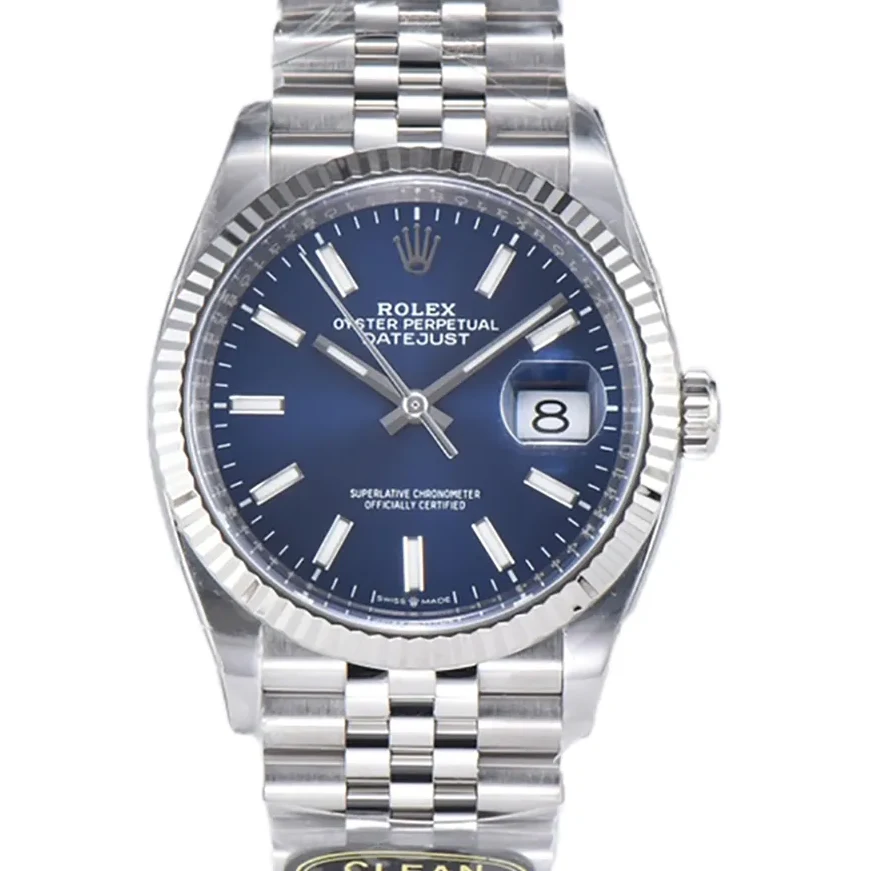 Datejust 36 126234 Bright Blue Dial with Stick Marker in Steel in Jubilee Bracelet Clean Factory