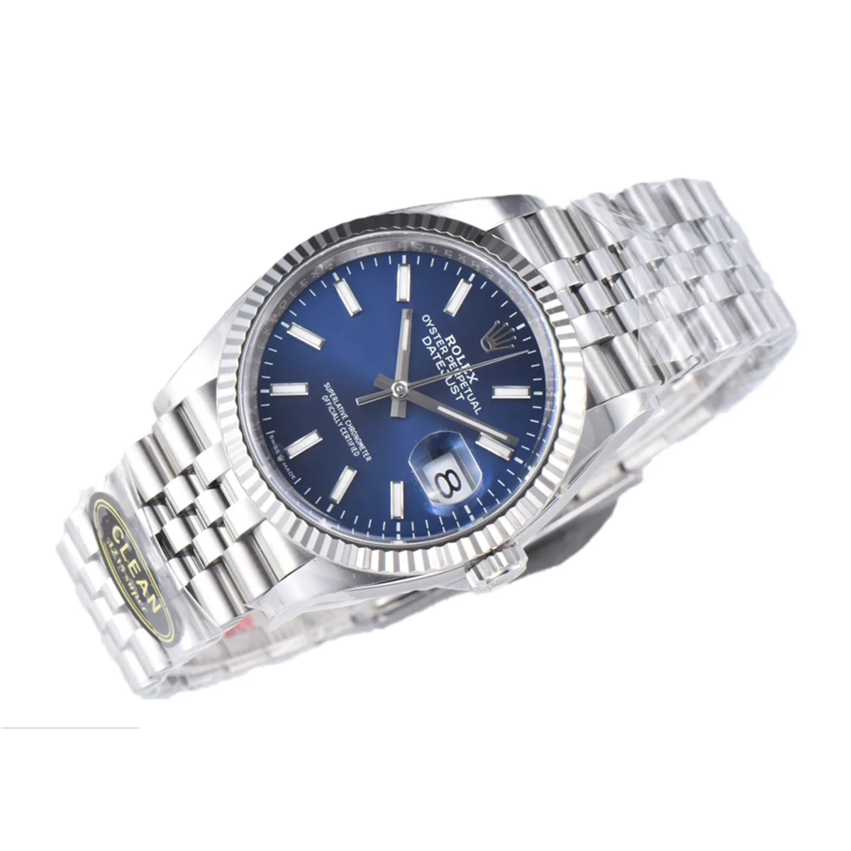 Datejust 36 126234 leuchtend blaues Zifferblatt mit Strichindizes in Stahl am Jubilé-Armband Clean Factory – Bild 2
