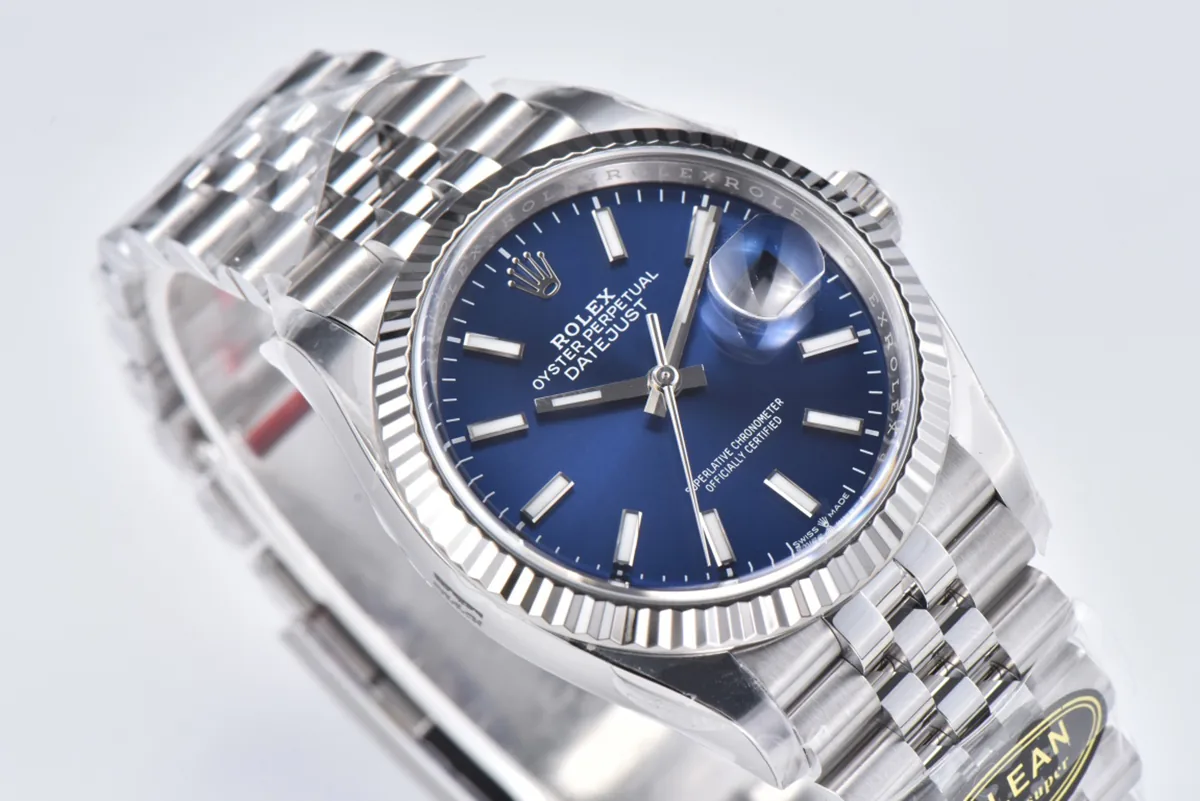 Datejust 36 126234 leuchtend blaues Zifferblatt mit Strichindizes in Stahl am Jubilé-Armband Clean Factory – Bild 5