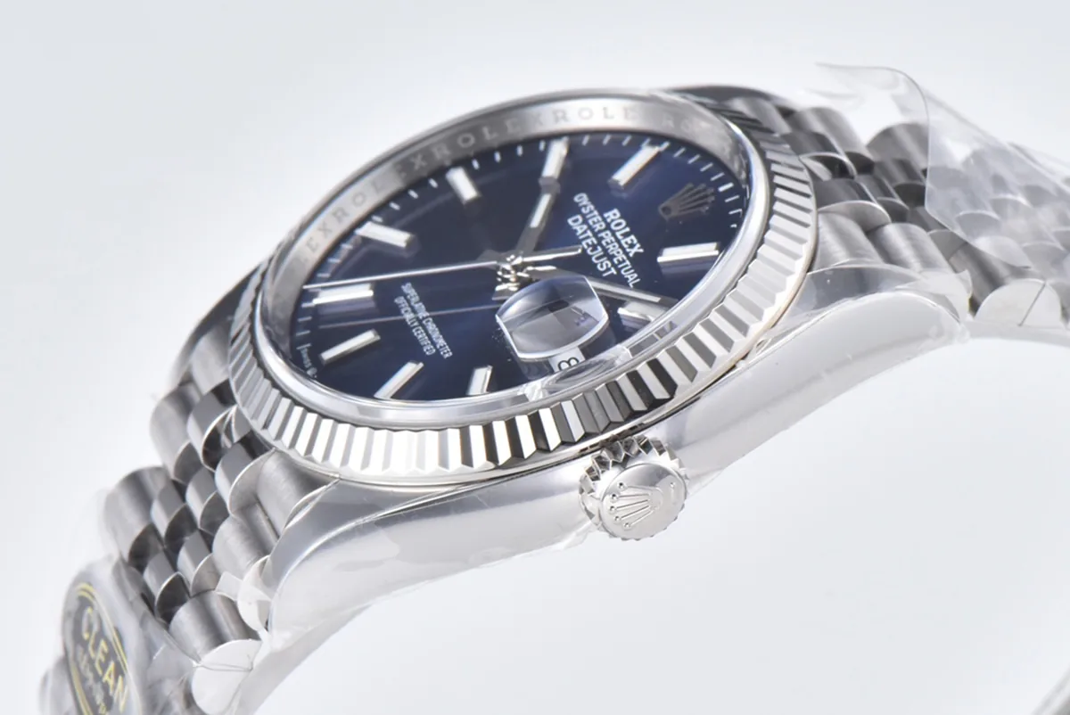 Datejust 36 126234 leuchtend blaues Zifferblatt mit Strichindizes in Stahl am Jubilé-Armband Clean Factory – Bild 6