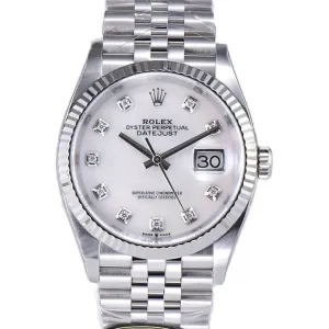 Datejust 36 126234 White MOP Dial with Diamond Marker in Steel in Jubilee Bracelet