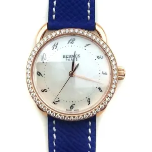 Arceau Rose Gold with Diamond Bezel on Blue Epsom Leather Strap