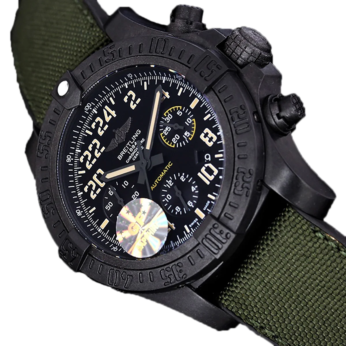 Avenger Hurricane Black Dial on Green Nylon Strap
