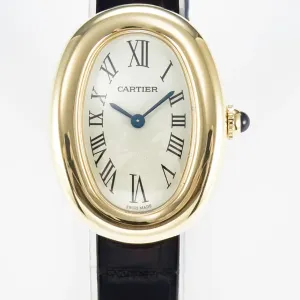 Baignoire De Cartier YG DRF 1:1 Best Edition Silver Dial on Black Leather Strap Swiss Quartz