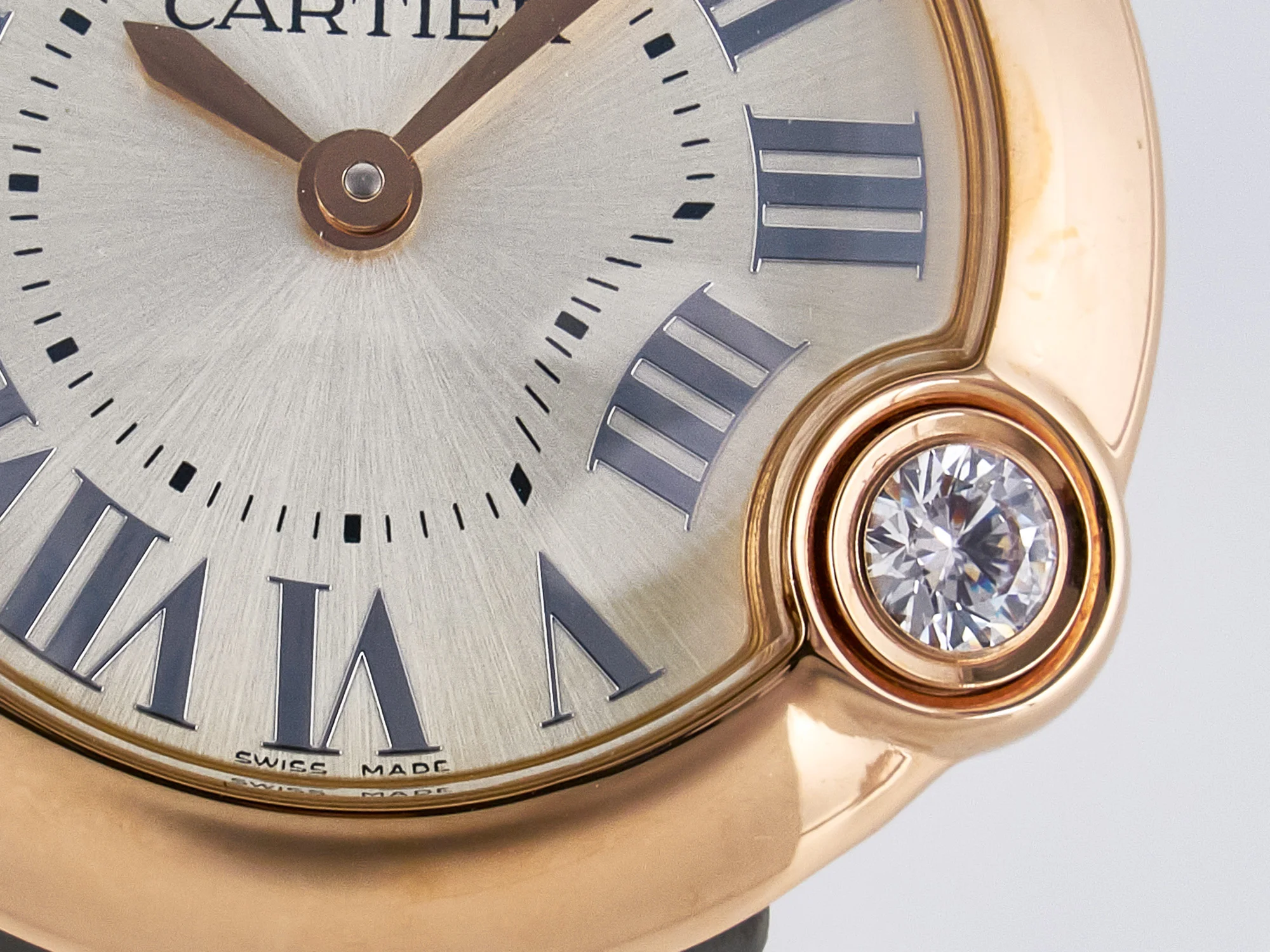 Ballon Blanc De Cartier 30mm RG DRF 1:1 Best Edition Silvered Texture Dial on Green Leather Strap Ronda Quartz