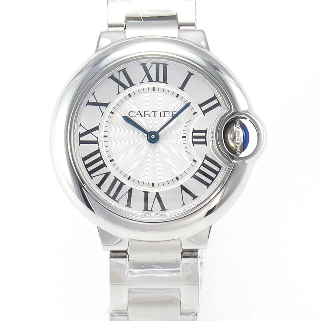 Ballon Bleu 33mm SS AF 1:1 Best Edition White Textured Dial on SS Bracelet Ronda Quartz