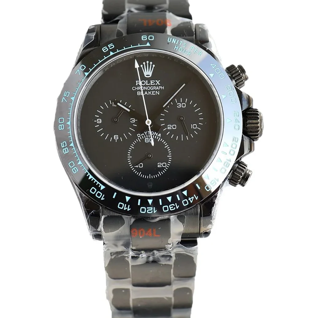 Blaken Daytona Matt Black with Blue Tachymeter