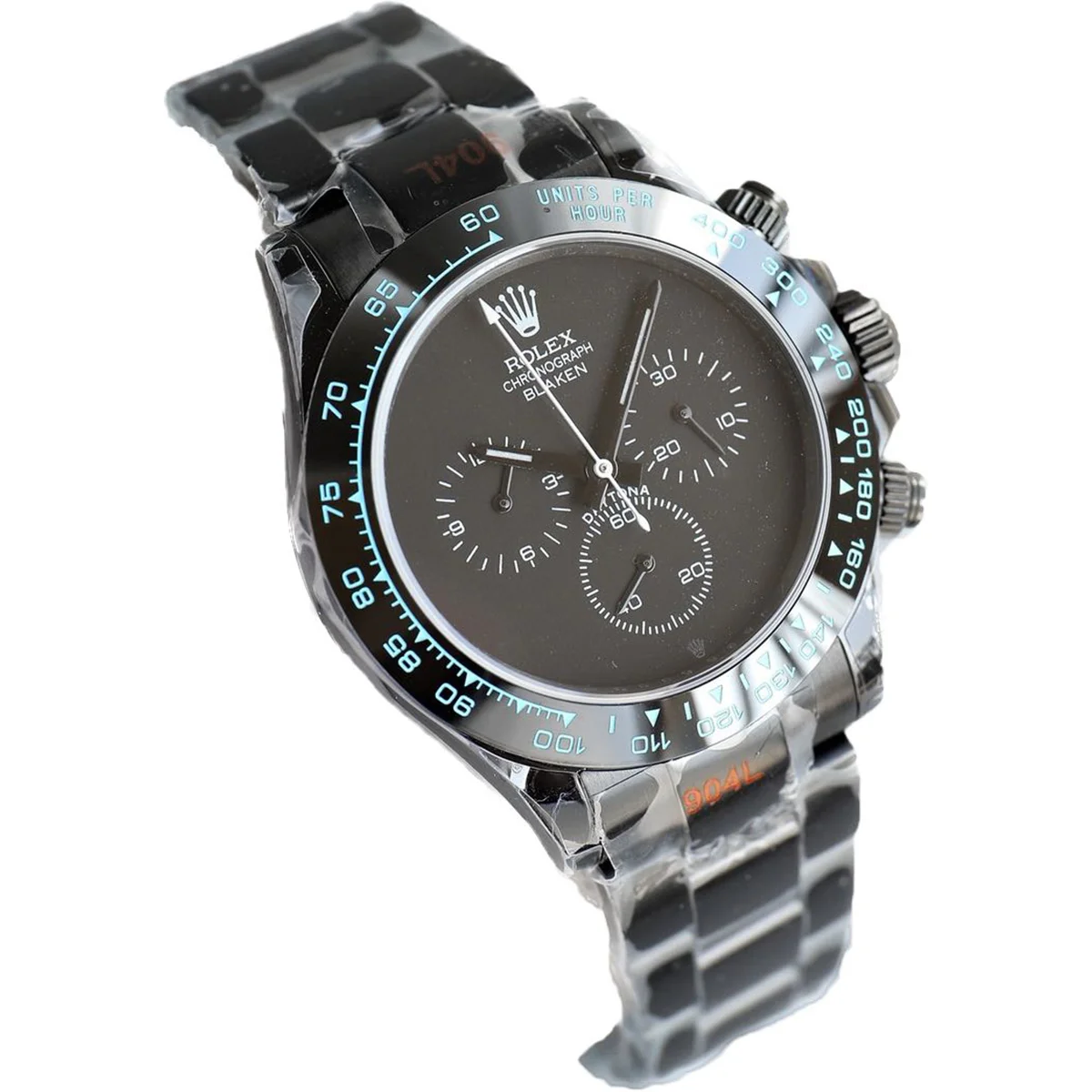 Blaken Daytona Matt Black with Blue Tachymeter