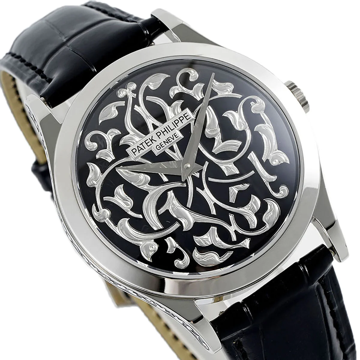Calatrava 5088/100P Handengraved Black Dial in Platinum