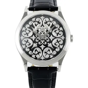 Calatrava 5088 Handengraved Black Dial in Platinum