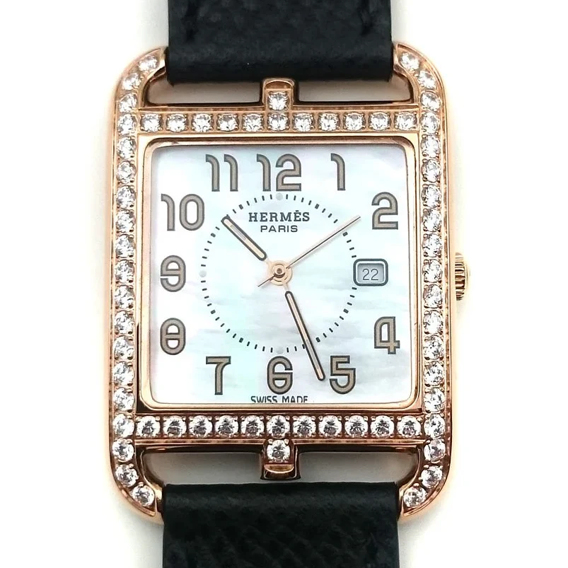 Cape Cod GM Quartz Rose Gold with Diamond Bezel on Black Epsom Leather Strap