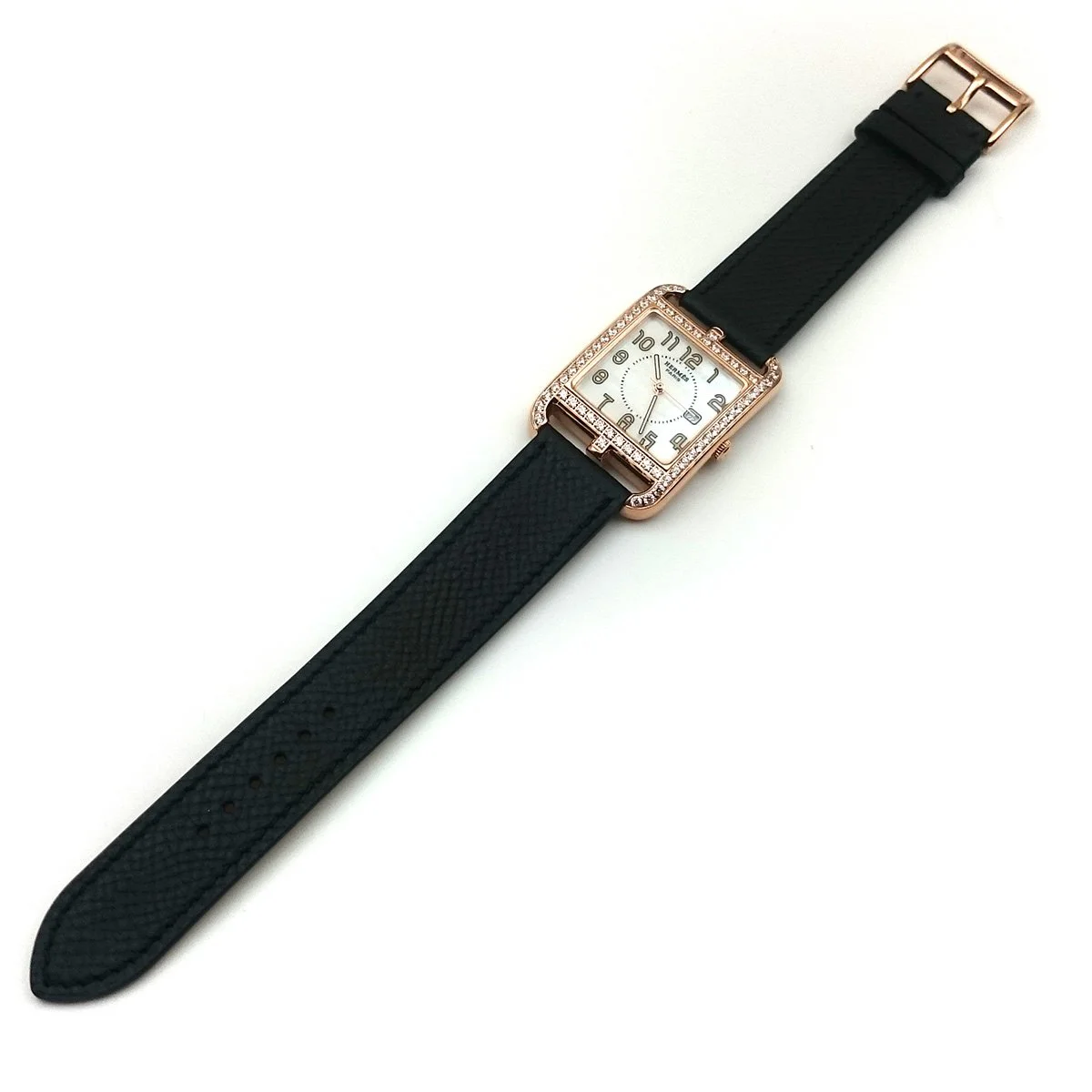 Cape Cod GM Quartz Rose Gold with Diamond Bezel on Black Epsom Leather Strap