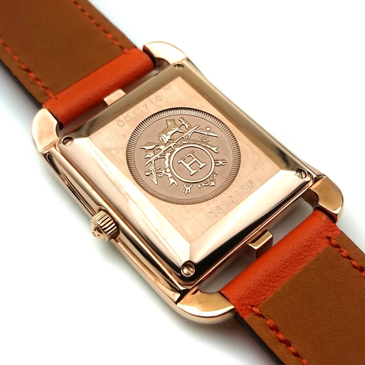 Cape Cod GM Quartz Rose Gold with Diamond Bezel on Orange Fjord Leather Strap
