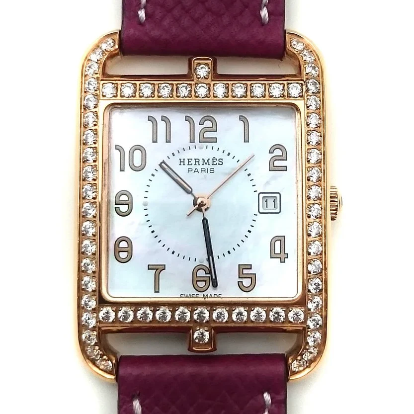 Cape Cod GM Quartz Rose Gold with Diamond Bezel on Violet Epsom Leather Strap