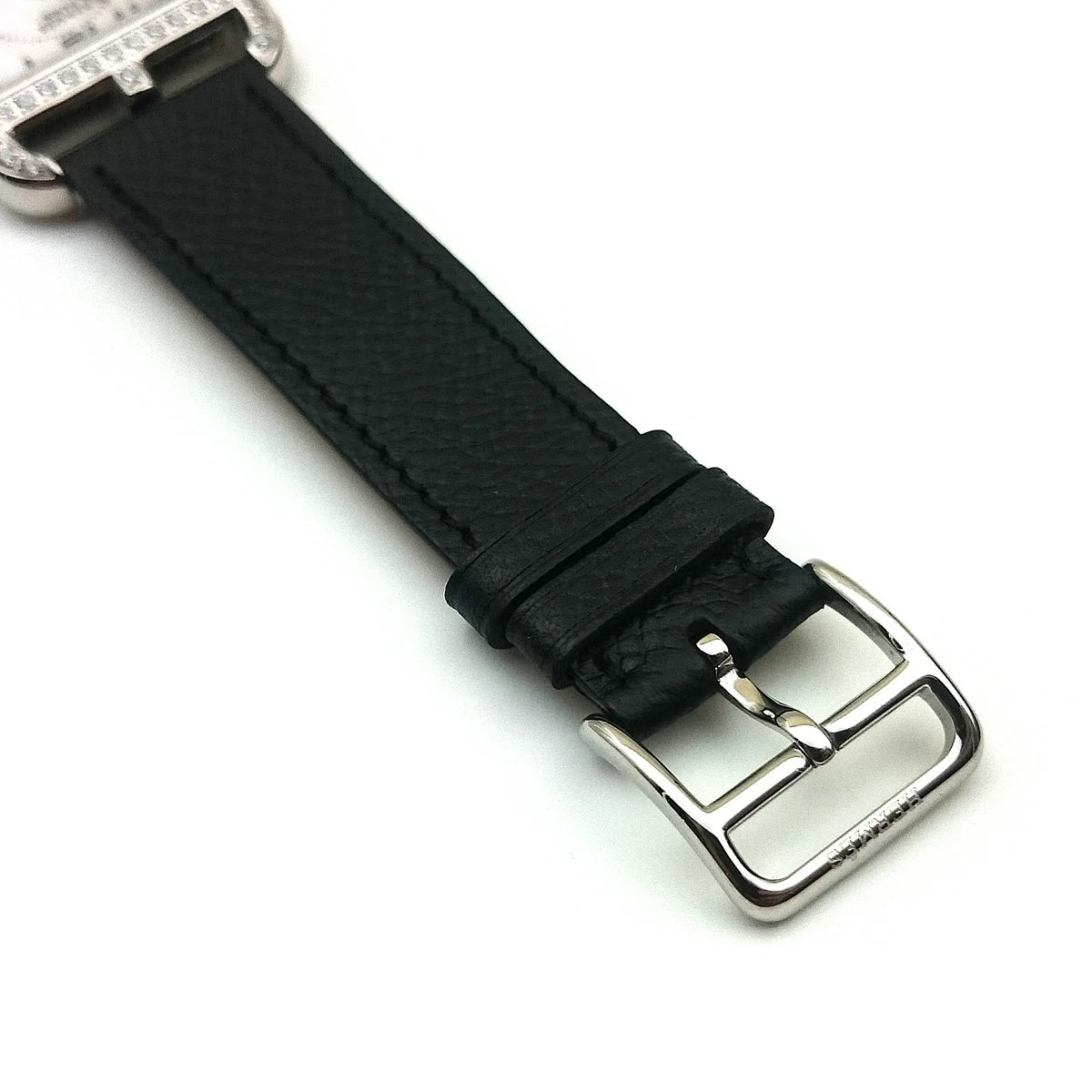 Cape Cod Steel with Diamond Bezel on Black Epsom Leather Strap