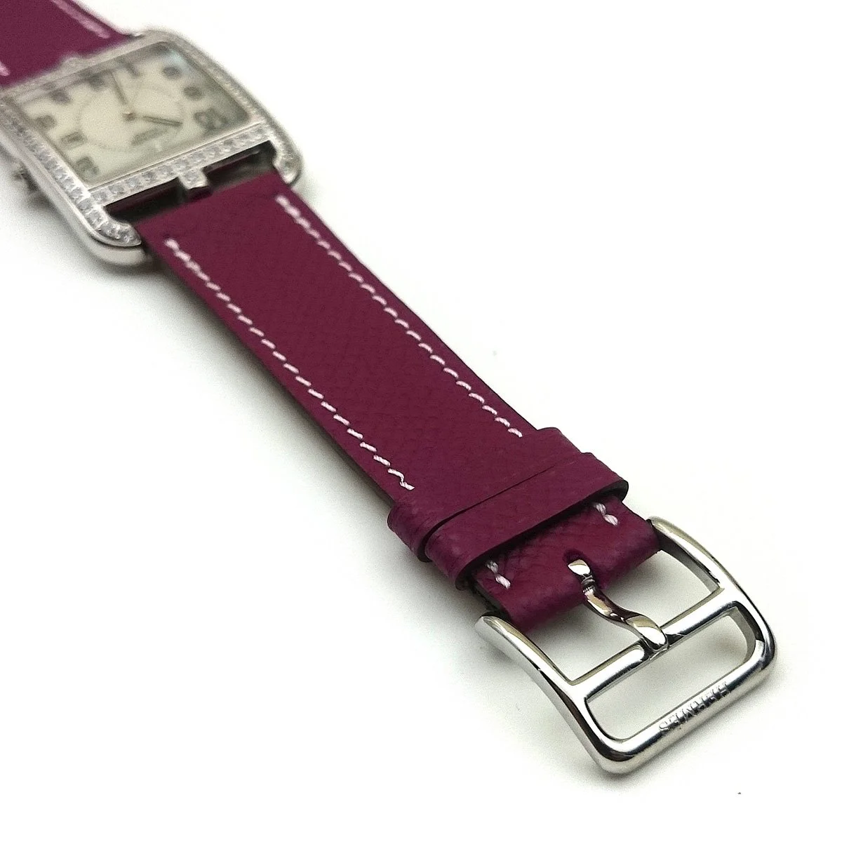 Cape Cod Steel with Diamond Bezel on Violet Epsom Leather Strap