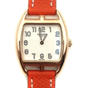 Cape Cod Tonneau Rose Gold on Orange Epsom Leather Strap