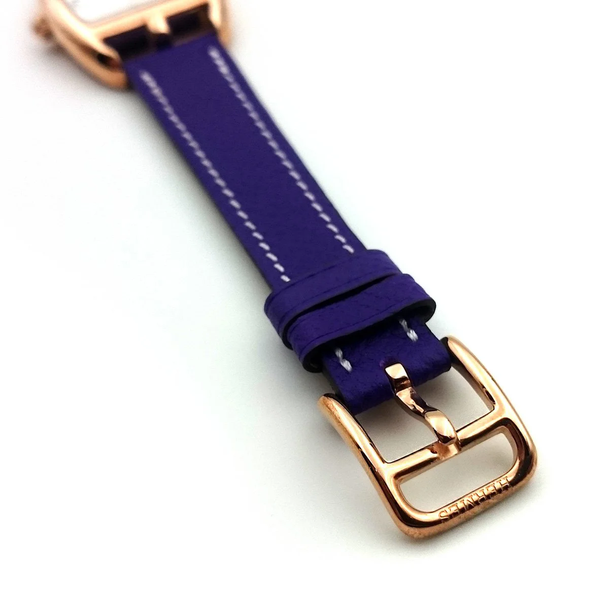 Cape Cod Tonneau Rose Gold on Purple Epsom Leather Strap