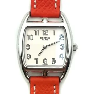 Cape Cod Tonneau Steel on Orange Epsom Leather Strap