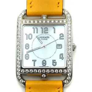 Cape Cod Tonneau Steel with Diamond Bezel on Yellow Fjord Leather Strap
