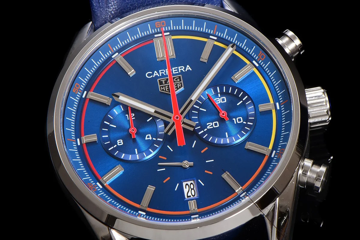 Carrera Chronograph 42 Blue Dial on Leather Strap