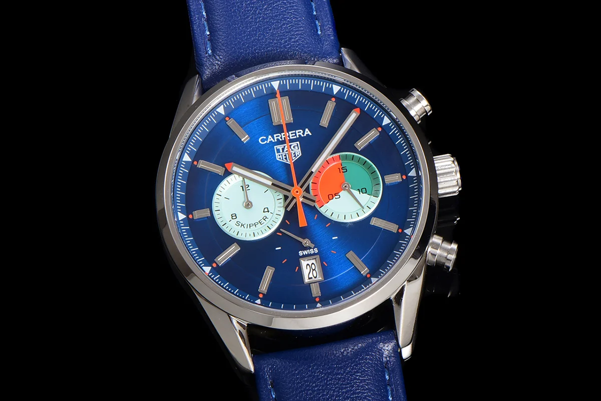 Carrera Skipper 39 Blue Dial on Leather Strap