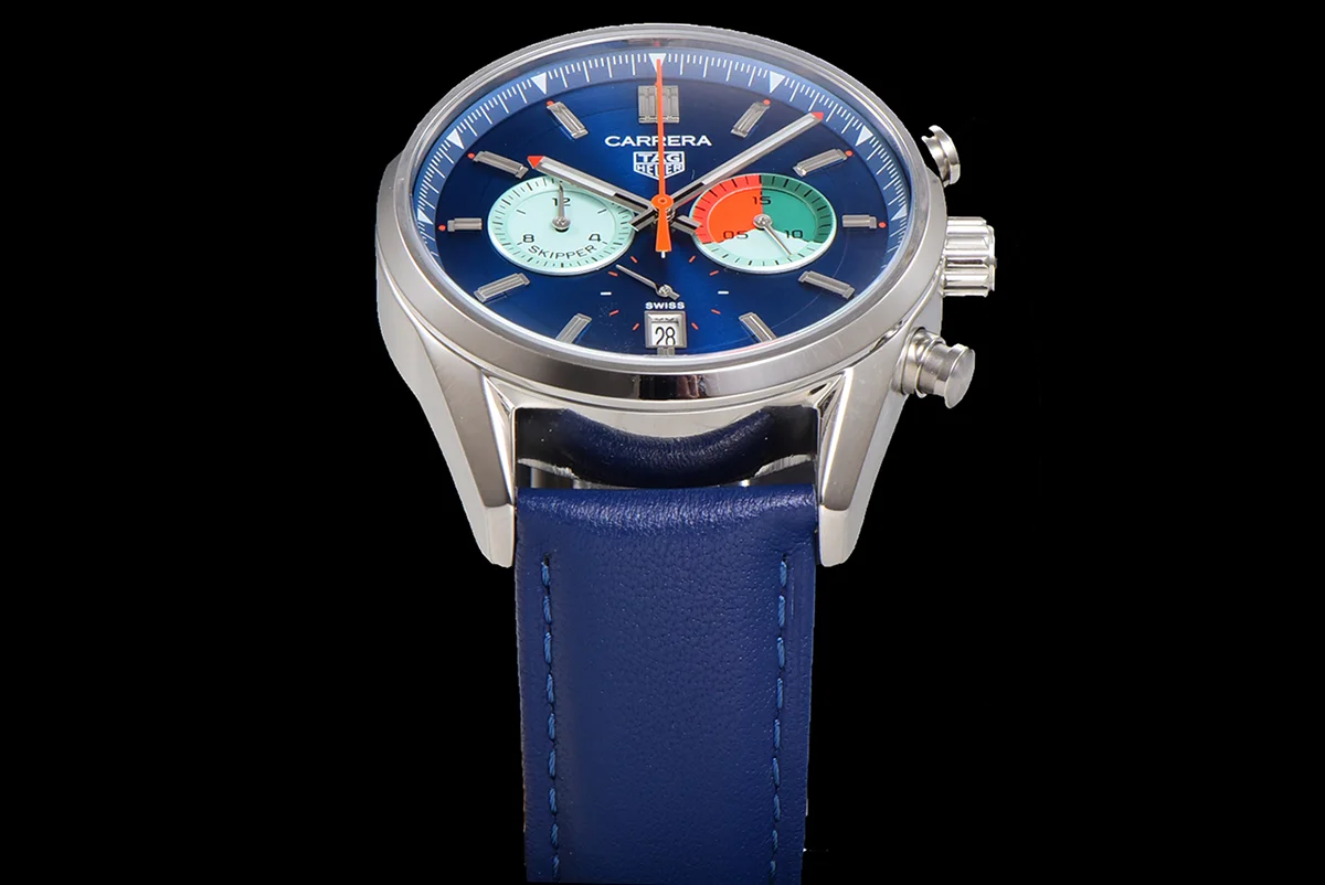 Carrera Skipper 39 Blue Dial on Leather Strap