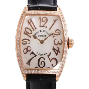 Cintree Curve MOP Dial in Rose Gold on Black Leather Strap
