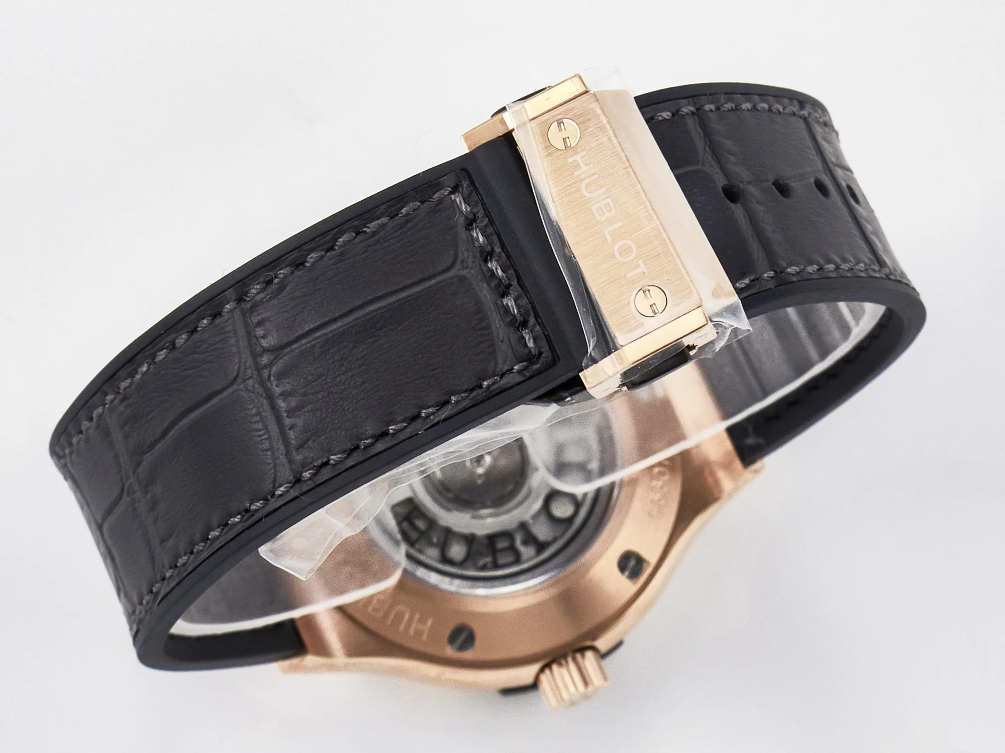 Classic Fusion 38mm RG JJF 1:1 Best Edition Gray Dial on Black Gummy Leather Strap