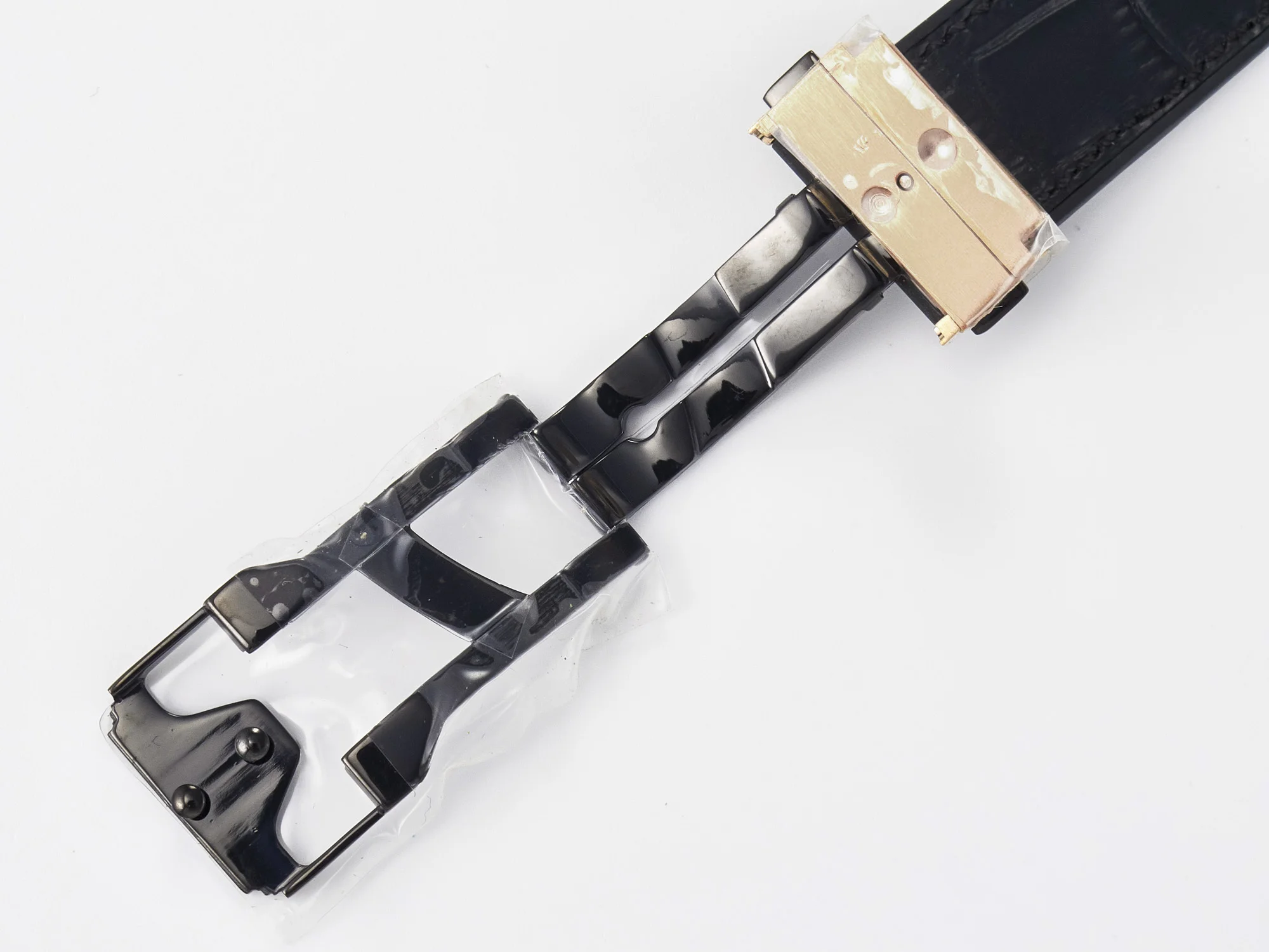 Classic Fusion 38mm RG JJF 1:1 Best Edition White Dial on Black Gummy Leather Strap