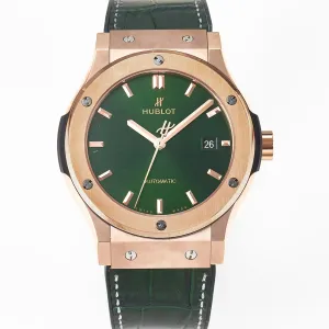 Classic Fusion 42mm RG JJF 1:1 Best Edition Green Dial on Green Gummy Leather Strap