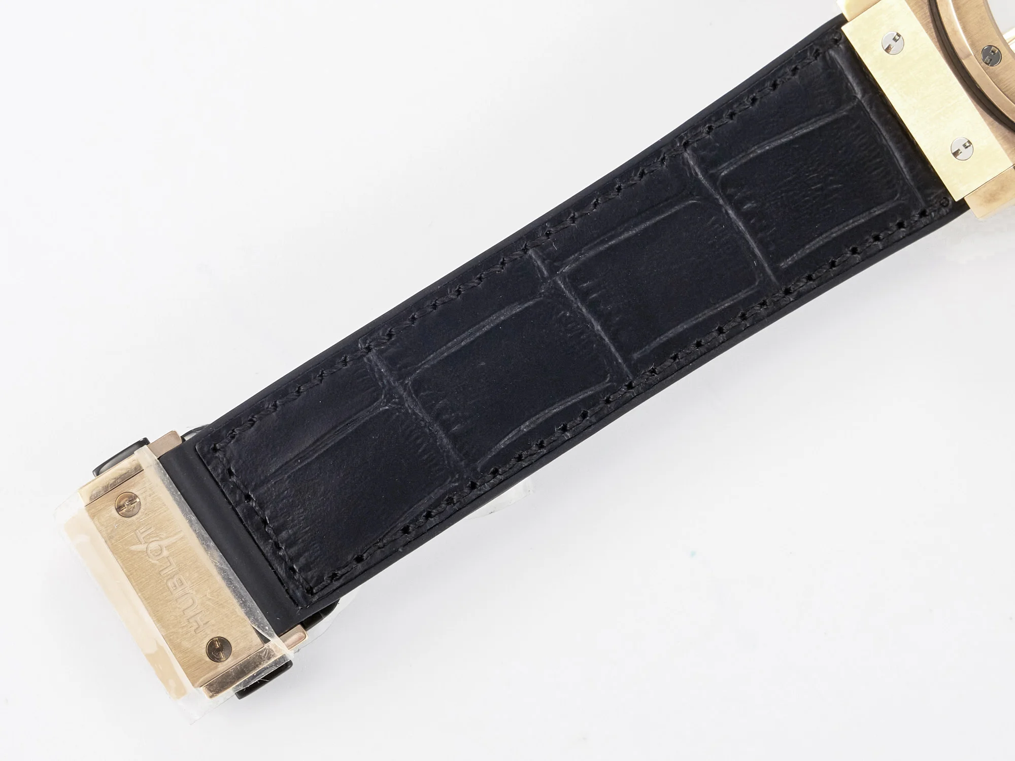 Classic Fusion 42mm RG JJF 1:1 Best Edition White Dial on Black Gummy Leather Strap
